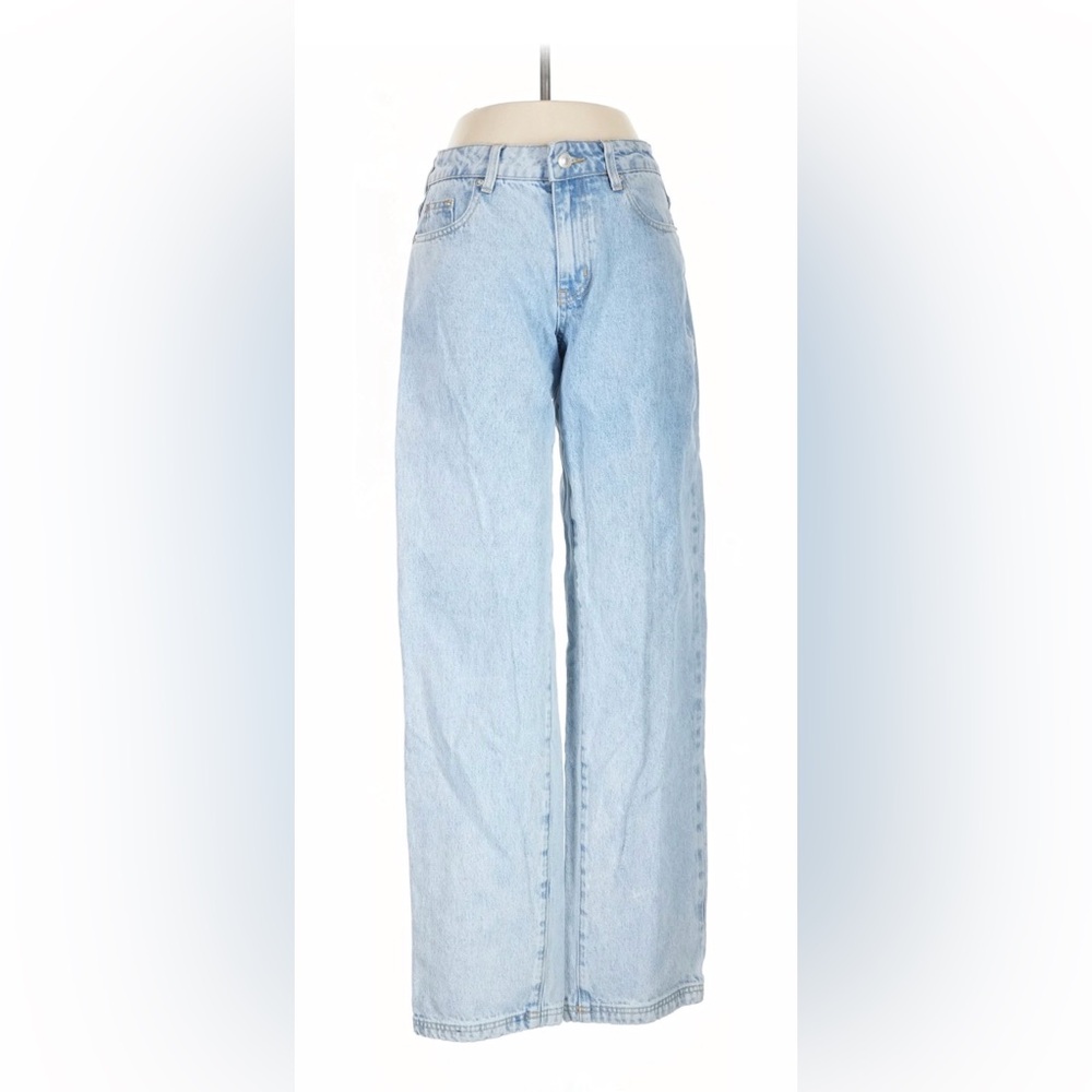 Princess Polly Wide Leg Jeans, raw hem, Size: 4 Inseam 28" Light Wash